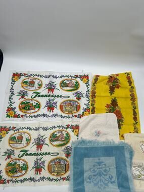 Lot of 7 Vintage Hand Towels Dish Towels Tennessee Souvenirs Fieldcrest AS IS